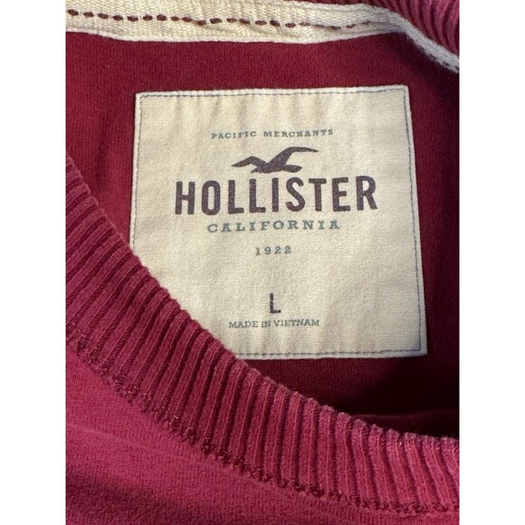 Vintage Hollister Shirt Mens Large Dark Red‎ Logo Pullover Y2K Inspired Preppy - Picture 3 of 9